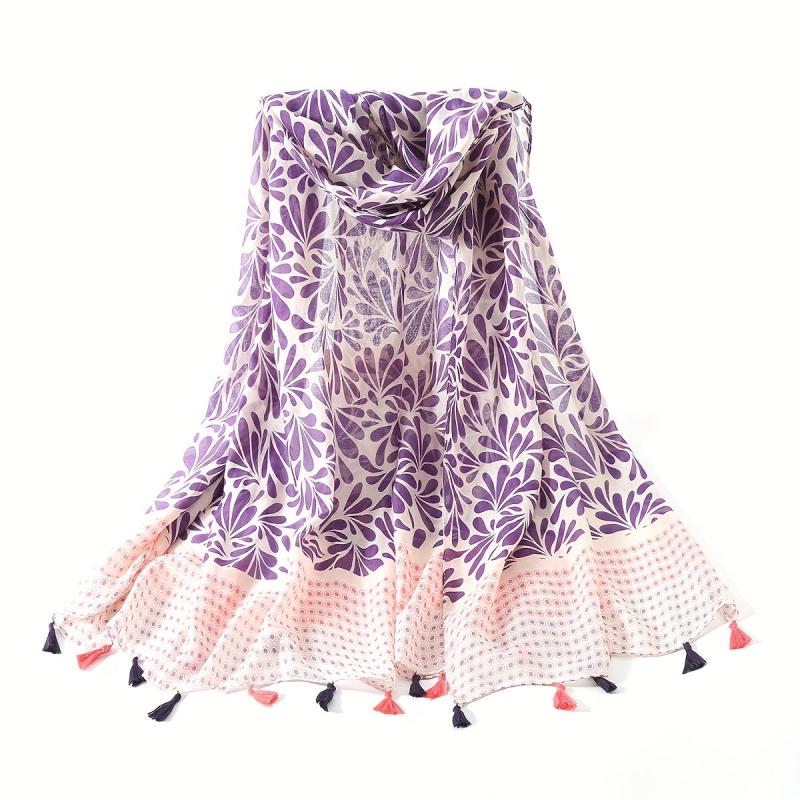 Geometric Print Tassel Scarf Vintage Block Shawl