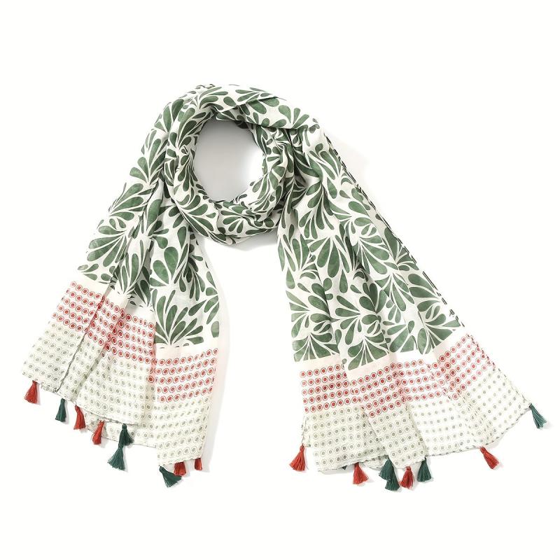 Geometric Print Tassel Scarf Vintage Block Shawl