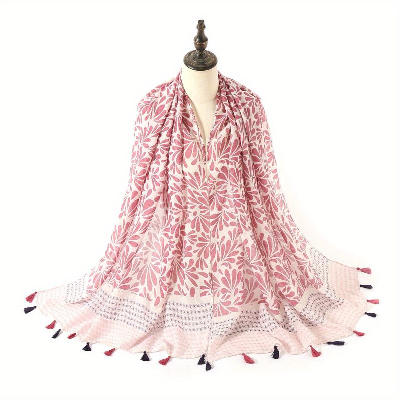 Geometric Print Tassel Scarf Vintage Block Shawl