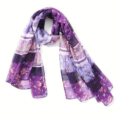 Boho Geometric Print Voile Scarf Vintage Shawl Casual Windproof