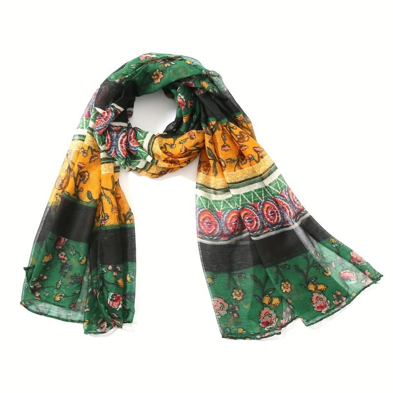 Boho Geometric Print Voile Scarf Vintage Shawl Casual Windproof