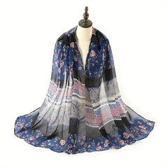 Boho Geometric Print Voile Scarf Vintage Shawl Casual Windproof