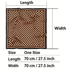 Checkerboard Print Bandana Silk Scarf for Women