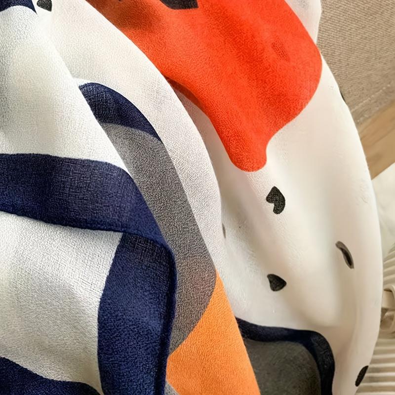 Geometric Print Cotton Linen Shawl Women's Scarf
