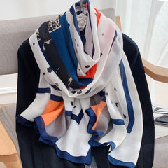 Geometric Print Cotton Linen Shawl Women's Scarf