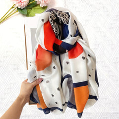 Geometric Print Cotton Linen Shawl Women's Scarf