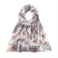 Paisley Print Voile Scarf Light Shawl Windproof Head Wrap Women