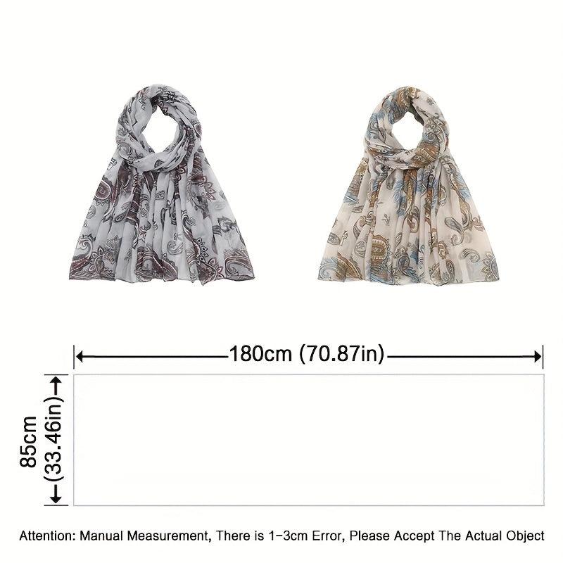 Paisley Print Voile Scarf Light Shawl Windproof Head Wrap Women