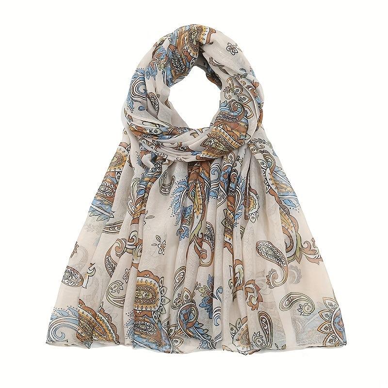 Paisley Print Voile Scarf Light Shawl Windproof Head Wrap Women