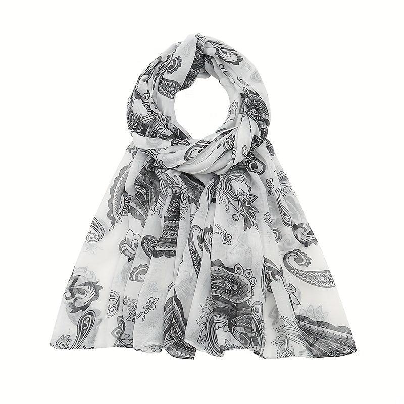 Paisley Print Voile Scarf Light Shawl Windproof Head Wrap Women