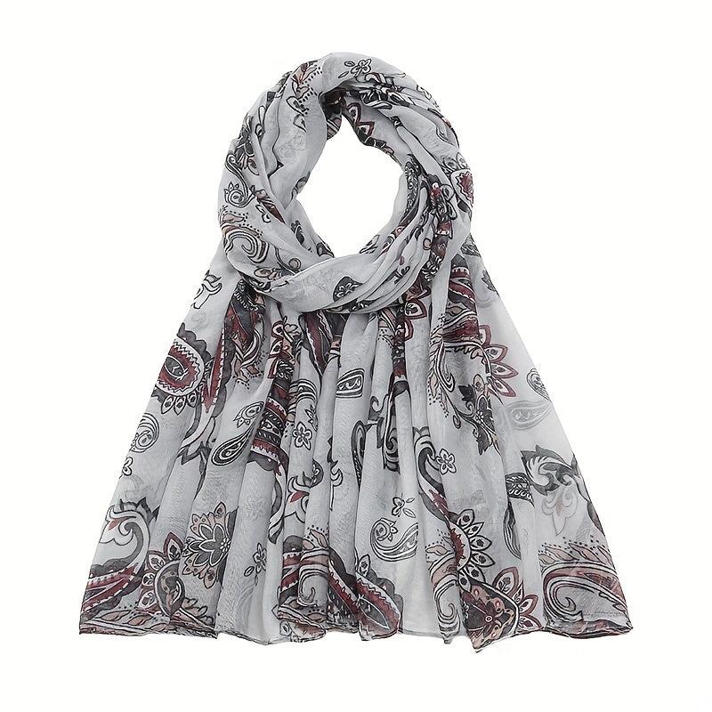 Paisley Print Voile Scarf Light Shawl Windproof Head Wrap Women