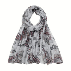 Paisley Print Voile Scarf Light Shawl Windproof Head Wrap Women