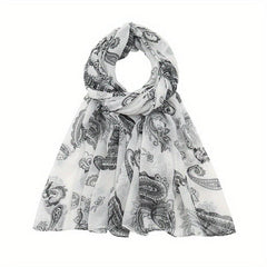 Paisley Print Voile Scarf Light Shawl Windproof Head Wrap Women