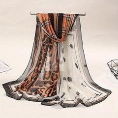 Leopard & Plaid Chiffon Shawl Scarf Sunscreen Head Wrap