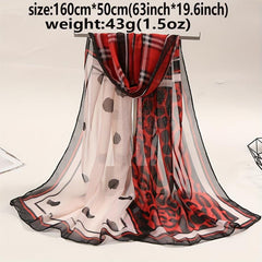 Leopard & Plaid Chiffon Shawl Scarf Sunscreen Head Wrap