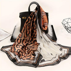 Leopard & Plaid Chiffon Shawl Scarf Sunscreen Head Wrap