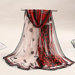Leopard & Plaid Chiffon Shawl Scarf Sunscreen Head Wrap