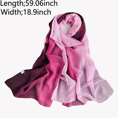 Women's Silk Scarf Lightweight Gradient Sun Protection Shawl