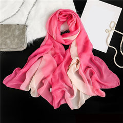 Women's Silk Scarf Lightweight Gradient Sun Protection Shawl