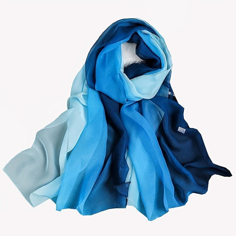 Women's Silk Scarf Lightweight Gradient Sun Protection Shawl
