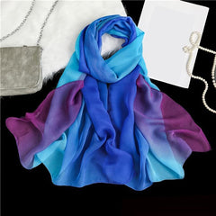 Women's Silk Scarf Lightweight Gradient Sun Protection Shawl