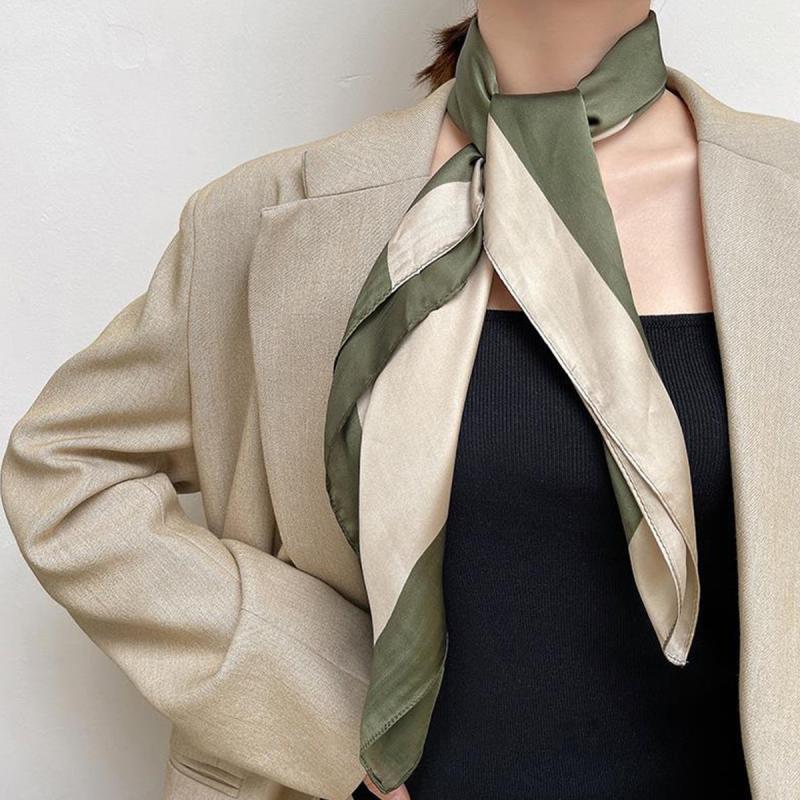 Vintage Block Neckerchief Silk Square Scarf Bandana Head Wrap