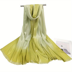 Vintage Gradient Scarf Hijab Solid Turban Warm Shawl Women Head Wrap