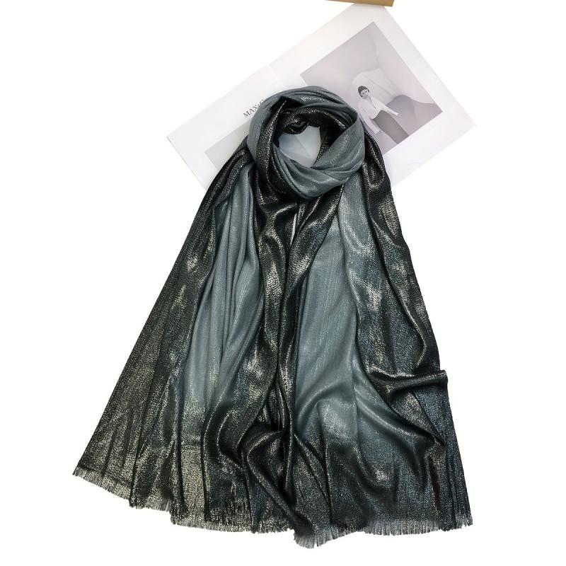 Vintage Gradient Scarf Hijab Solid Turban Warm Shawl Women Head Wrap