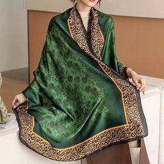 Vintage Leopard Floral Print Scarf Thin Breathable Sunscreen Shawl