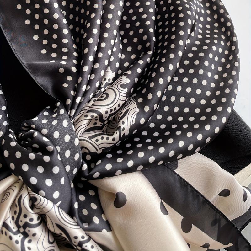 Vintage Silk Long Scarf Windproof Head Wrap