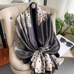 Vintage Silk Long Scarf Windproof Head Wrap