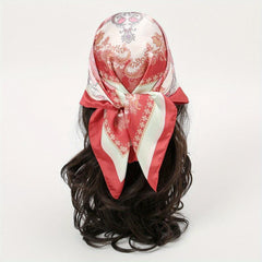 Paisley Print Bandana Satin Square Scarf Neckerchief Head Wrap for Women