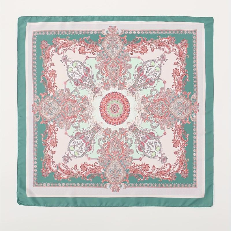 Paisley Print Bandana Satin Square Scarf Neckerchief Head Wrap for Women
