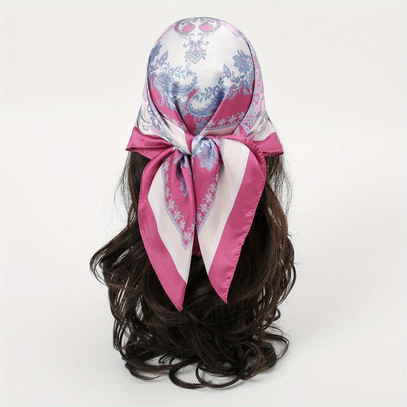 Paisley Print Bandana Satin Square Scarf Neckerchief Head Wrap for Women