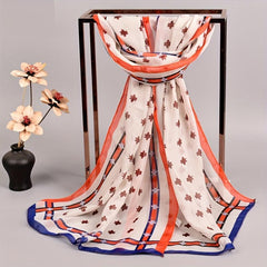 Bee Print Chiffon Scarf Thin Shawl Gauze Head Wrap Women Boho Towel