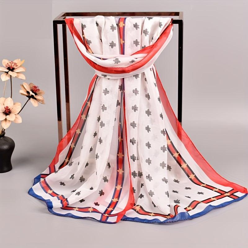 Bee Print Chiffon Scarf Thin Shawl Gauze Head Wrap Women Boho Towel