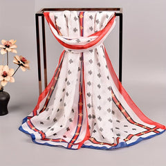 Bee Print Chiffon Scarf Thin Shawl Gauze Head Wrap Women Boho Towel
