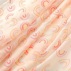 Rainbow Print Pink Voile Scarf Tassel Shawl Boho Head Wraps Women Hijab