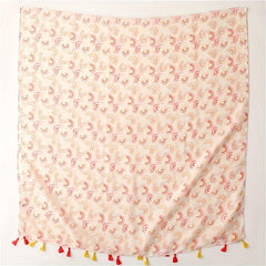 Rainbow Print Pink Voile Scarf Tassel Shawl Boho Head Wraps Women Hijab