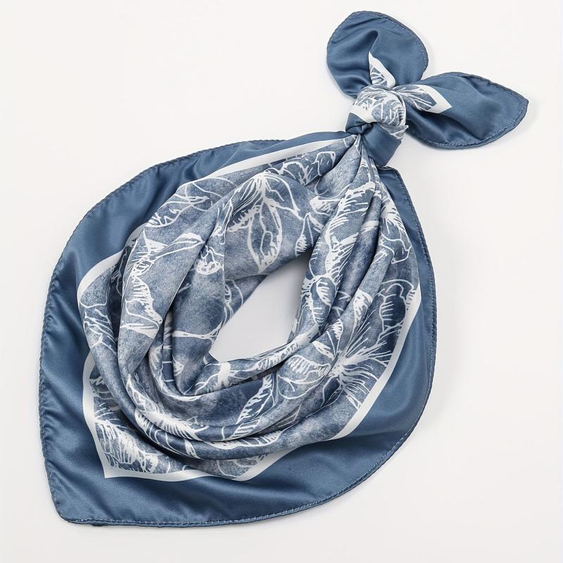 Flower Print Bandana Tie Dye Gradient Square Scarf Women