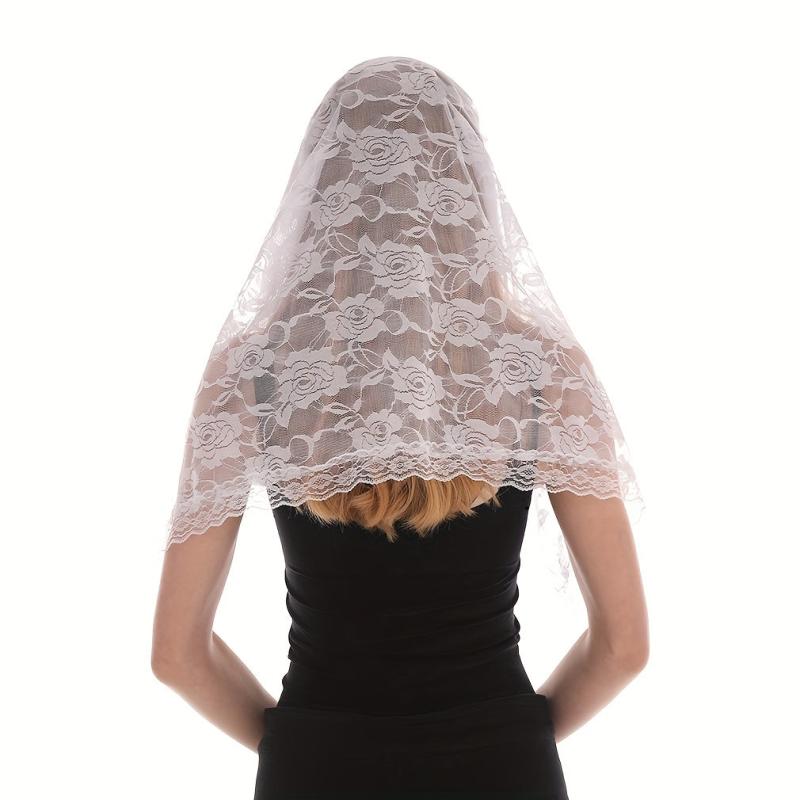 Embroidered Lace Mantilla Veil for Women