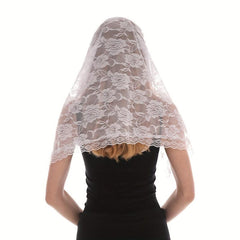 Embroidered Lace Mantilla Veil for Women