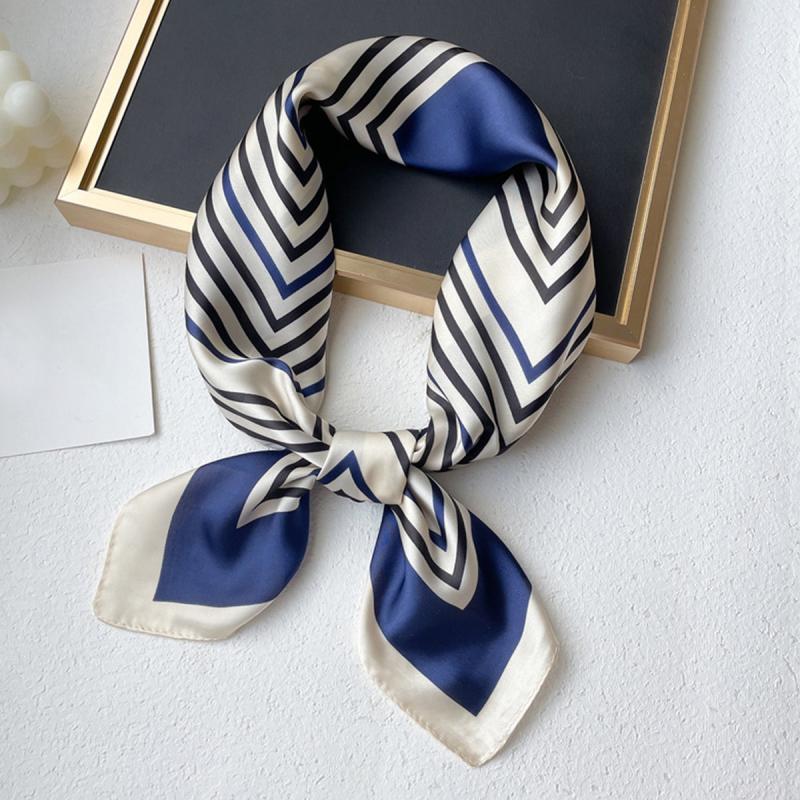 Stripe Print Neckerchief Silk Square Scarf Bandana