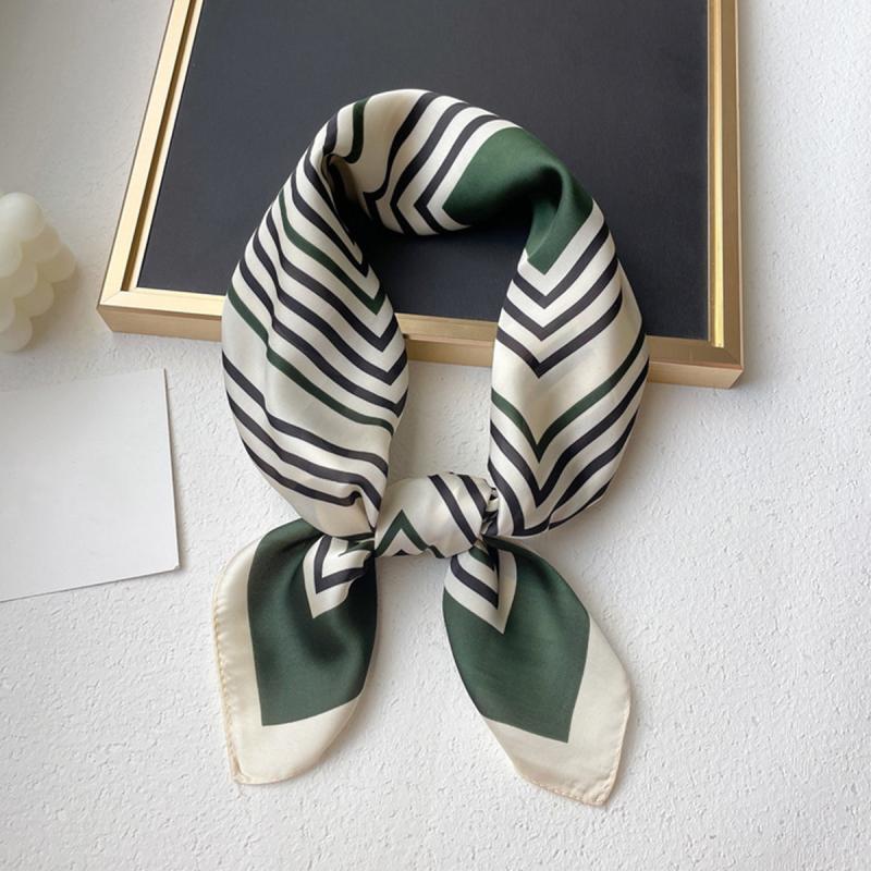 Stripe Print Neckerchief Silk Square Scarf Bandana