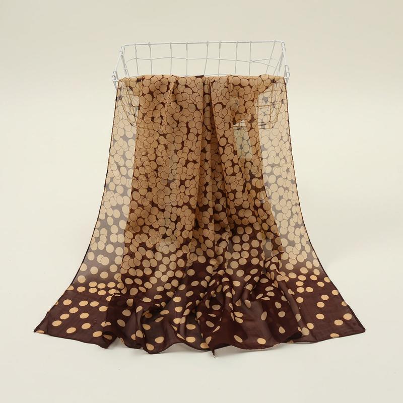 Chiffon Polka Dot Scarf Gradient Head Wrap Sunscreen Shawl