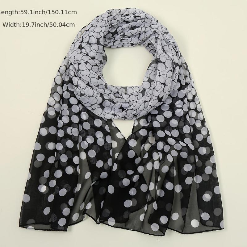 Chiffon Polka Dot Scarf Gradient Head Wrap Sunscreen Shawl