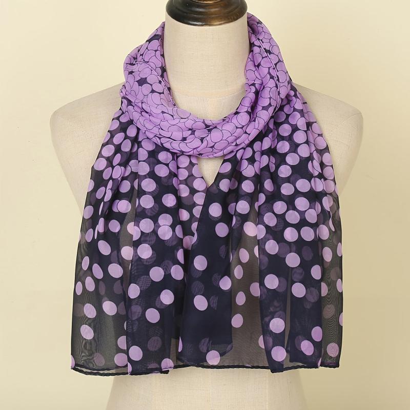 Chiffon Polka Dot Scarf Gradient Head Wrap Sunscreen Shawl