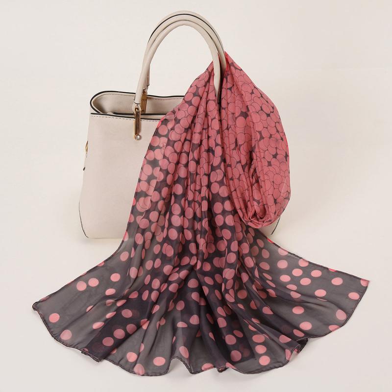 Chiffon Polka Dot Scarf Gradient Head Wrap Sunscreen Shawl