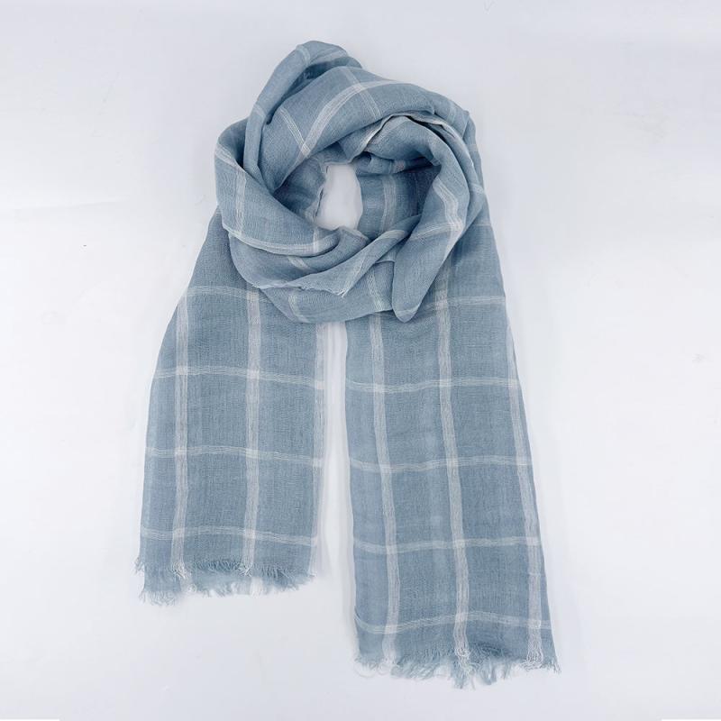 Plaid Linen Tassel Scarf Outdoor Sunscreen Head Wrap