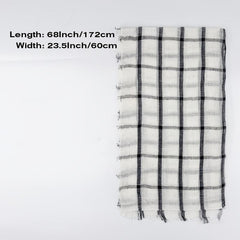 Plaid Linen Tassel Scarf Outdoor Sunscreen Head Wrap